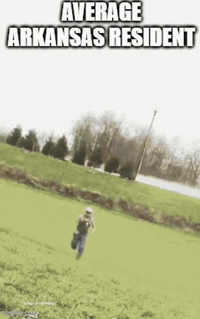 Man Running Down Grassy Hill Average Arkansas Resident GIF