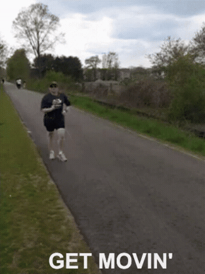 Man Running Down Road Get Movin GIF