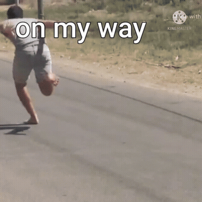 Man Running Down Road On My Way GIF