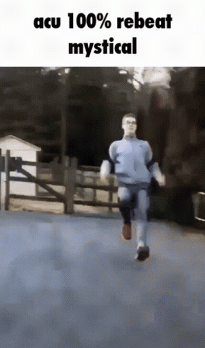 Man Running Down Street With Acu 100% Rebeat Mystical GIF