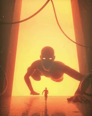 Man Running From Crawling Monster GIF