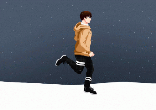 Man Running In Snow GIF