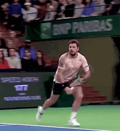 Man Running On Tennis Court BNP Paribas Banner GIF