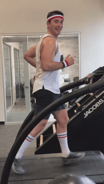 Man Running On Treadmill Saying Jacobs GIF