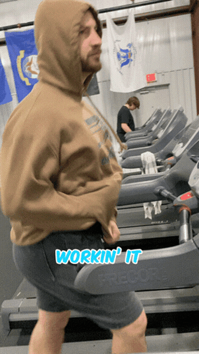 Man Running On Treadmill Workin It GIF