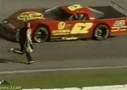 Man Running To The Race Car GIF