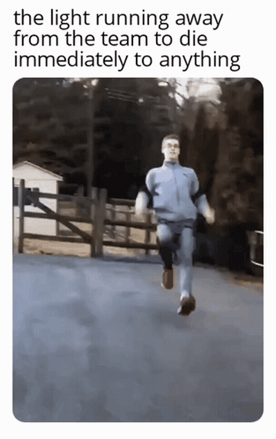 Man Running With Caption The Light Running Away GIF