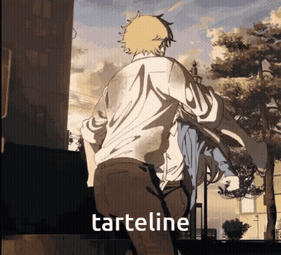 Man Running With Word Tarteline Above Him GIF