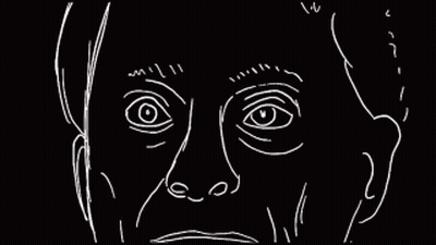 Man's Eyes And Nose Black And White Drawing GIF