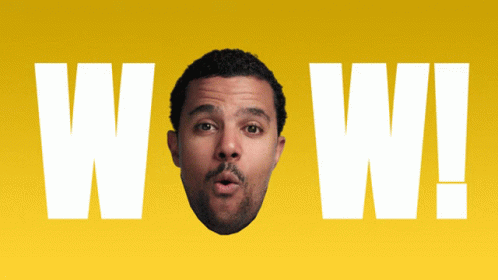 Man's Face Above Word Wow GIF