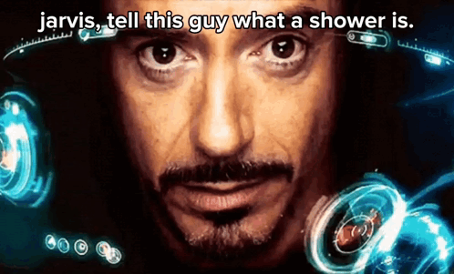 Man's Face Close Up With Jarvis GIF