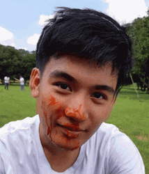 Man's Face Covered With Ketchup GIF