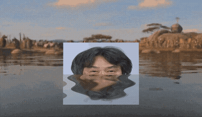Man's Face Floating In Water GIF