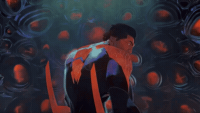 Man's Face In Glowing Orange Costume GIF