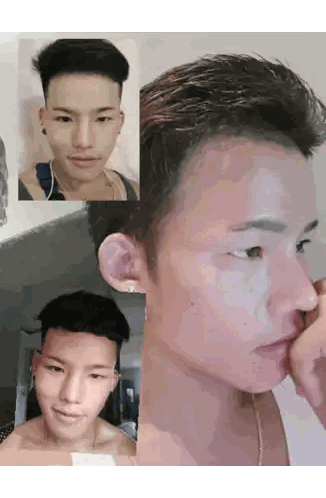 Man's Face In Three-Photo Collage Sticker