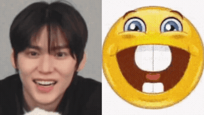 Man's Face Next To Smiley Face GIF