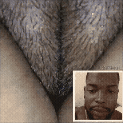 Man's Face Next To Woman's Bottom GIF
