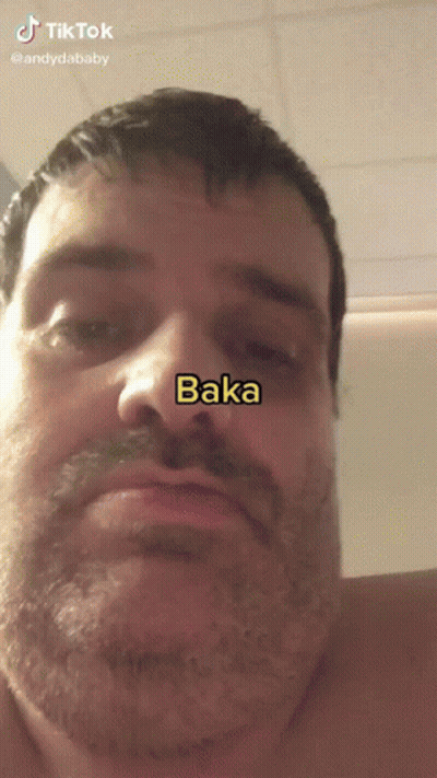 Man's Face With Baka Word GIF