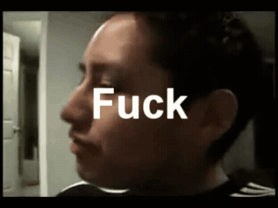 Man's Face With Fuck Written On It GIF