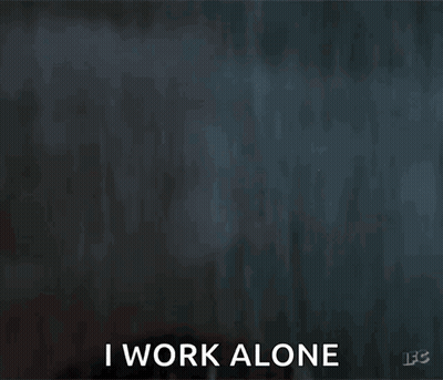 Man's Face With I Work Alone GIF