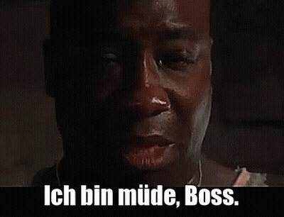 Man's Face With Ich Bin Mude Boss GIF