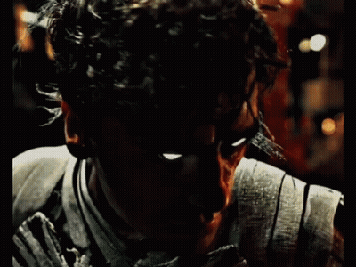 Man's Face With Light From Eyes GIF