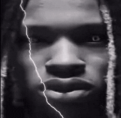Man's Face With Lightning Bolt GIF