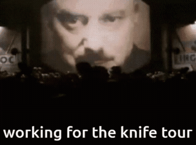 Man's Face Working For The Knife Tour GIF