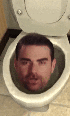 Man's Head In Toilet Bowl GIF