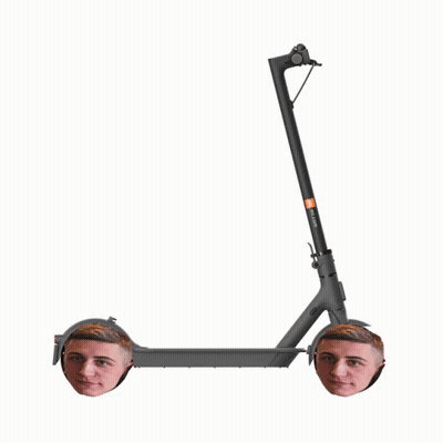 Man's Head on Xiaomi Scooter