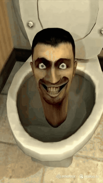 Man's Head Sticking Out Of Toilet Smiling GIF