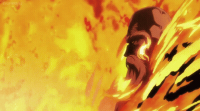 Man's Head Surrounded By Flames GIF