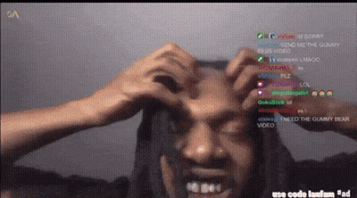 Man's Head With Gummy Bear In Background GIF