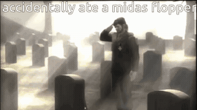 Man Saluting In Cemetery Accidentally Ate Midas Flopper GIF