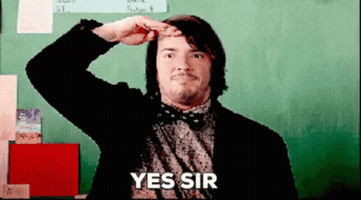 Man Saluting In Front Of Yes Sir Board GIF
