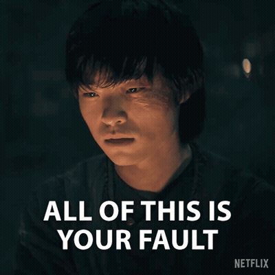 Man Saying All Of This Is Your Fault In Front Of Netflix Logo GIF