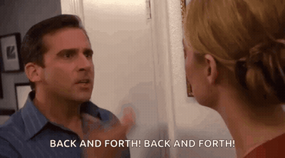 Man Saying Back And Forth To Woman GIF