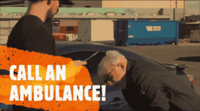 Man Saying Call An Ambulance To Older Man GIF