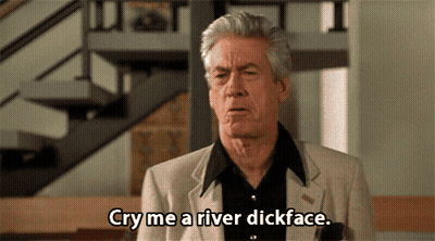 Man Saying Cry Me A River Dickface In Front Of Staircase GIF