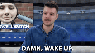 Man Saying Damn Wake Up In Front Of News Report GIF