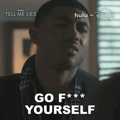 Man Saying Go F Yourself In Front Of Disney Poster GIF