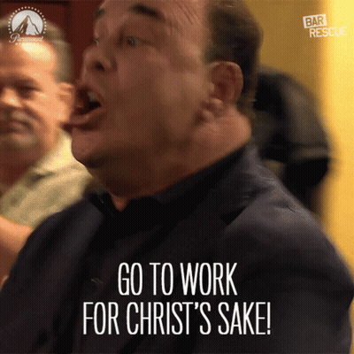 Man Saying Go To Work For Christs Sake GIF
