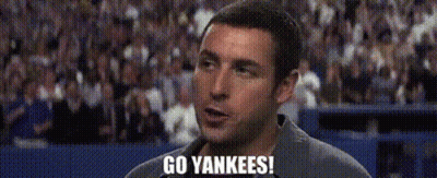 Man Saying Go Yankees At Baseball Game GIF