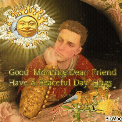 Man Saying Good Morning Dear Friend Have A Peaceful Day Hugs GIF