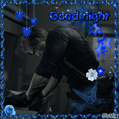 Man Saying Good Night In Blue GIF