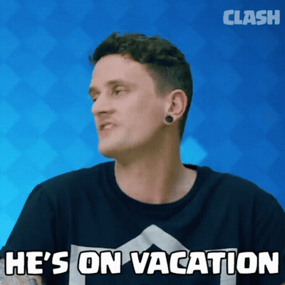 Man Saying He's On Vacation In Clash Shirt GIF