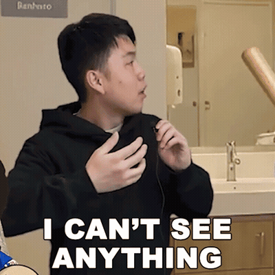 Man Saying I Can't See Anything In Front Of Bathroom GIF