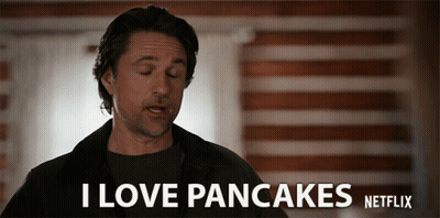 Man Saying I Love Pancakes In Front Of Netflix Logo GIF