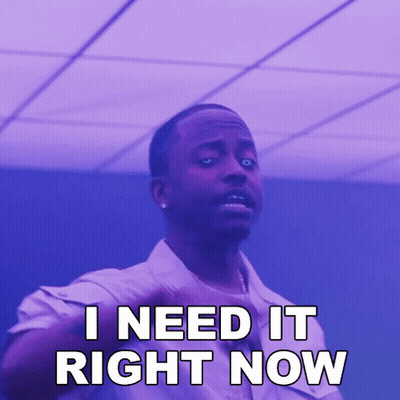 Man Saying I Need It Right Now On Purple Background GIF