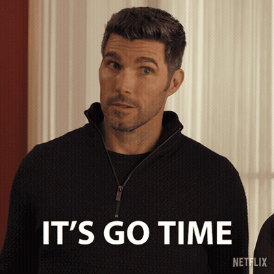 Man Saying It's Go Time With Netflix Logo GIF